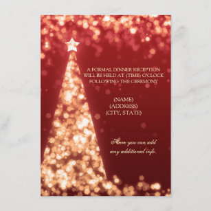 Gold & Red Christmas Wedding Reception Only Invitation