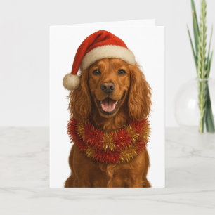 Gold / red Cocker Spaniel Happy Christmas card