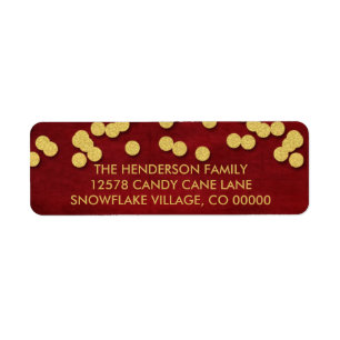 Gold & Red Confetti Dots Christmas Label