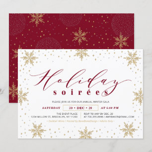 Gold & Red Corporate Holiday Soiree Party Invitation