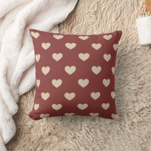 Gold Red Cream Glitter Hearts  Cushion