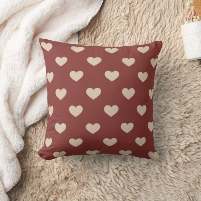 Gold Red Cream Glitter Hearts  Cushion (Blanket)