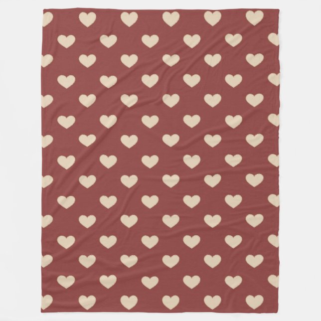 Gold Red Cream Glitter Hearts  Fleece Blanket (Front)