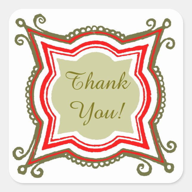 Gold Red Custom Thank You Stickers (Front)