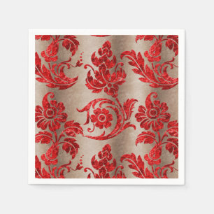 Gold Red Damask Napkin
