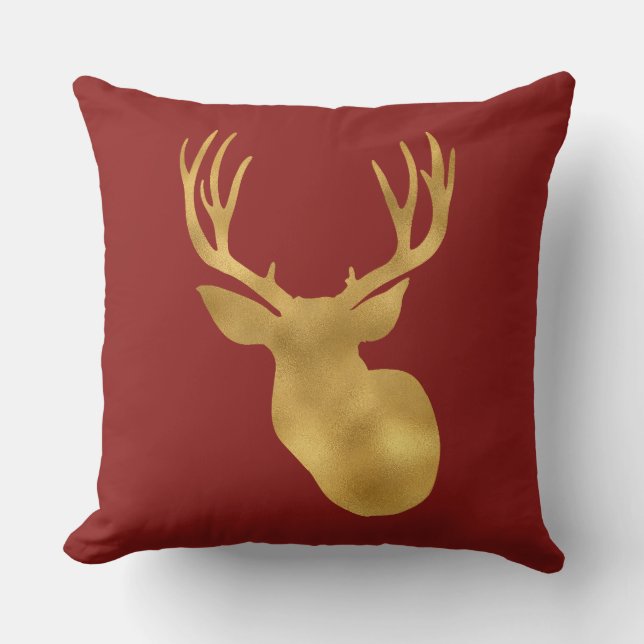 Gold Red Deer Cushion (Front)
