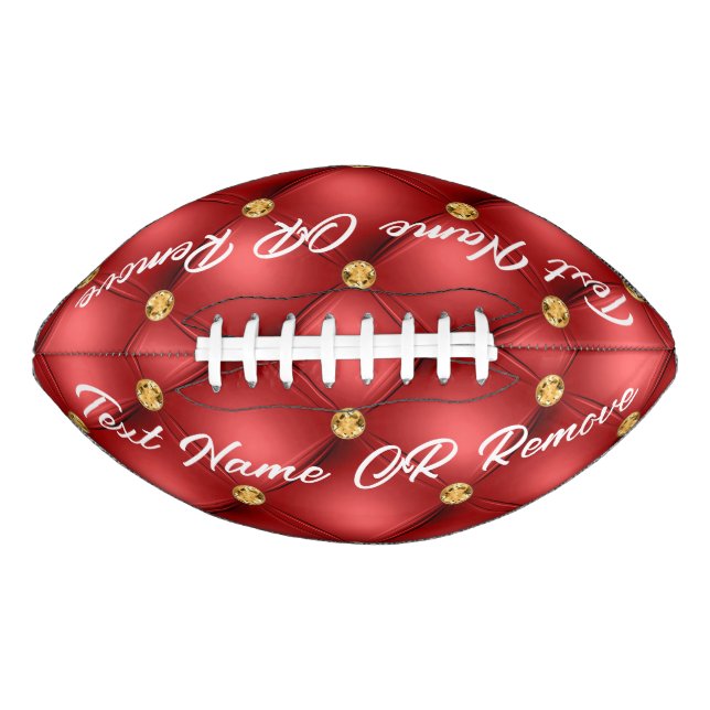 Gold Red Diamond Tufted Leather Your Text Football American Football (Front)