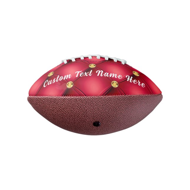 Gold Red Diamond Tufted Your Text Football Gift American Football (Rotated 270)