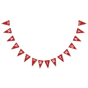 Gold Red Diamonds Luxury Birthday Bunting Flags