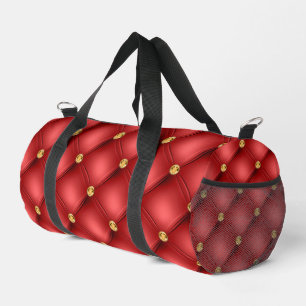 Gold Red Diamonds Tufted Duffle Bag