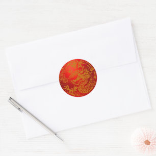 Gold Red Dragon Chinese New Year Classic Round Sticker