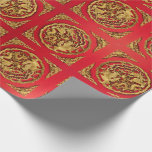 Gold Red Dragon Phoenix Chinese Wedding Favour Wrapping Paper<br><div class="desc">Enhance your wedding gifts with our luxurious Gold Red Dragon Phoenix Chinese Wedding Favour Wrapping Paper. This exquisite paper showcases the auspicious dragon and phoenix symbols in stunning gold and red colours, symbolising prosperity and harmony in Chinese culture. Crafted with premium quality materials, this wrapping paper adds an elegant touch...</div>
