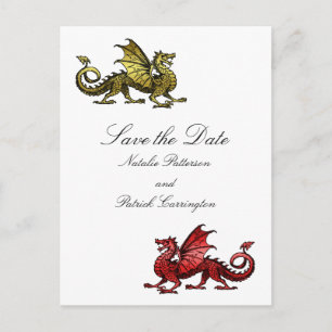 Gold Red Dragon Save the Date Postcard