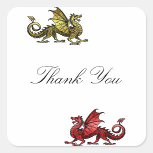 Gold Red Dragon Thank You Stickers