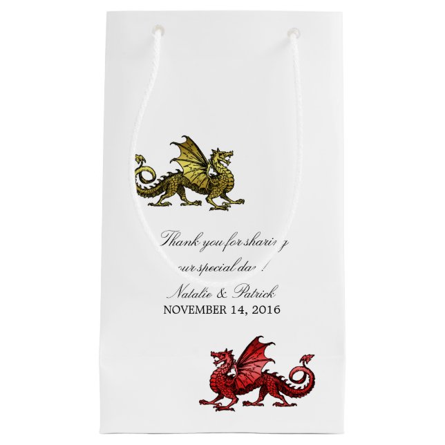 Gold Red Dragon Wedding Gift Bag (Front)