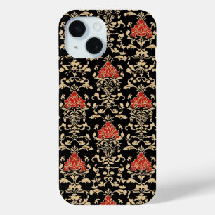 Gold Red Elegant Pattern iPhone 15 Case