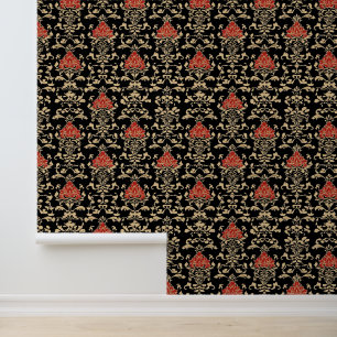 Gold Red Elegant Pattern Wallpaper