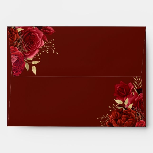 Gold Red Floral Elegant Envelope (Back (Top Flap))