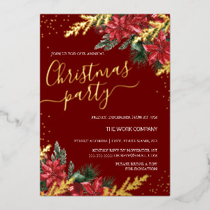 Gold Red Foliage Corporate Christmas Party