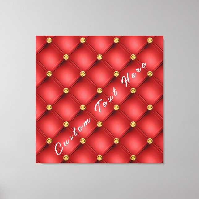 Gold Red Gemstone Canvas Print with Custom Text (Front)