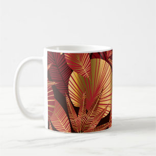 Gold Red, Geometric Tropical Pattern. Coffee Mug