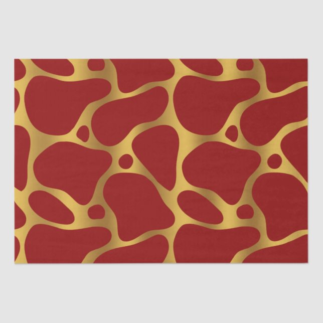 Gold & Red Giraffe Pattern Tissue Paper (Front)