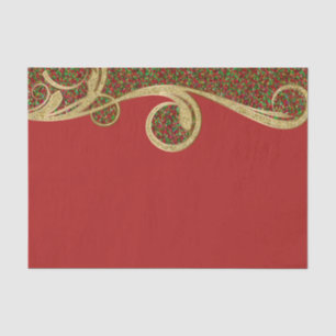 Gold Red Green Holiday Christmas Glam Gift Wrap Tissue Paper