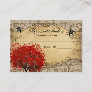 Gold  Red Heart Leaf Place Card Menu Selection