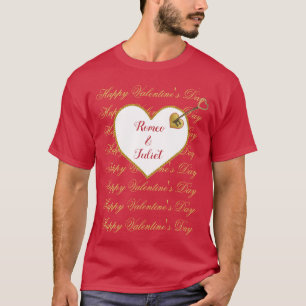 Gold Red Heart Romance Cute Modern Valentines Day T-Shirt