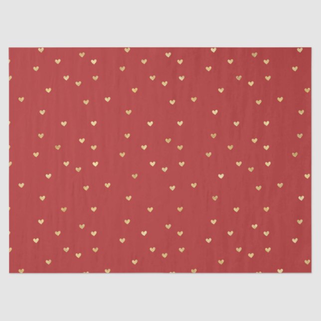 Gold Red Hearts Tissue Paper (Front)