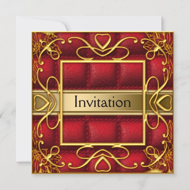 Gold Red Invitation Party Any Party (Front)