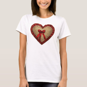 Gold Red Lace Heart T-shirt