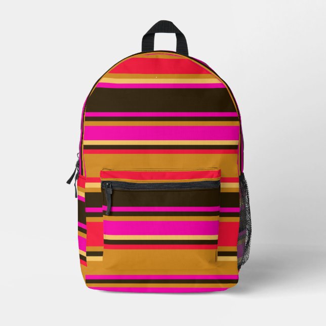 Gold, Red, & Magenta Striped Backpack (Front)