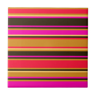 Gold, Red, & Magenta Striped Tile