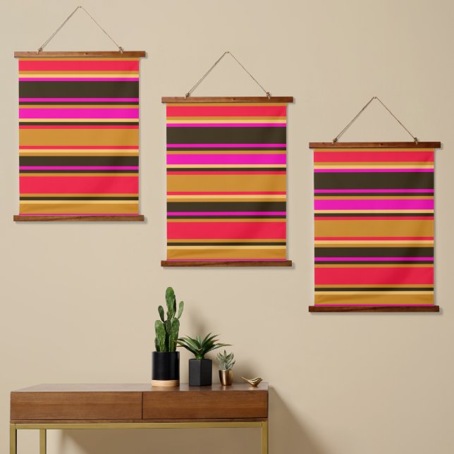 Gold, Red, & Magenta Triple Wall Tapestry Set (Asymmetrical)