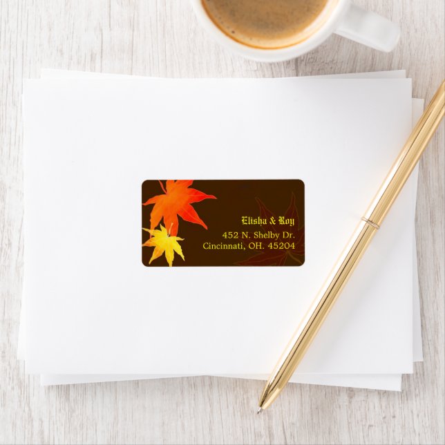 Gold & Red Maple Wedding Address Label (Insitu)