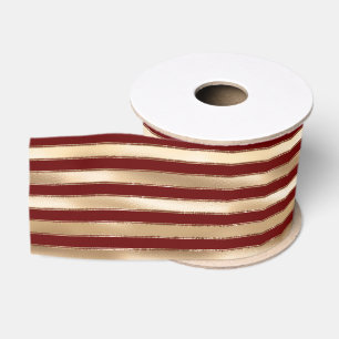 Gold Red Medium Stripes Grosgrain Ribbon