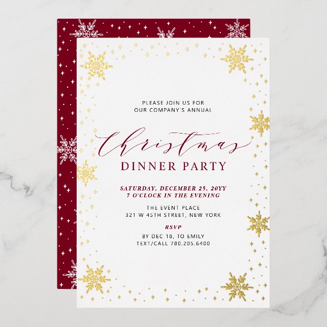Gold & Red Modern Christmas Holiday Dinner Party (Front/Back)