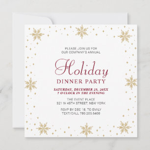 Gold & Red Modern Corporate Holiday Dinner Party Invitation