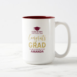 Gold & Red Modern Graduation Custom Gift Two-Tone Coffee Mug