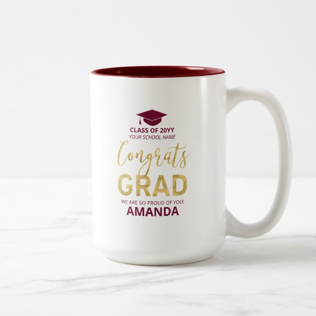 Gold & Red | Modern Graduation Custom Gift Two-Tone Coffee Mug (Right)