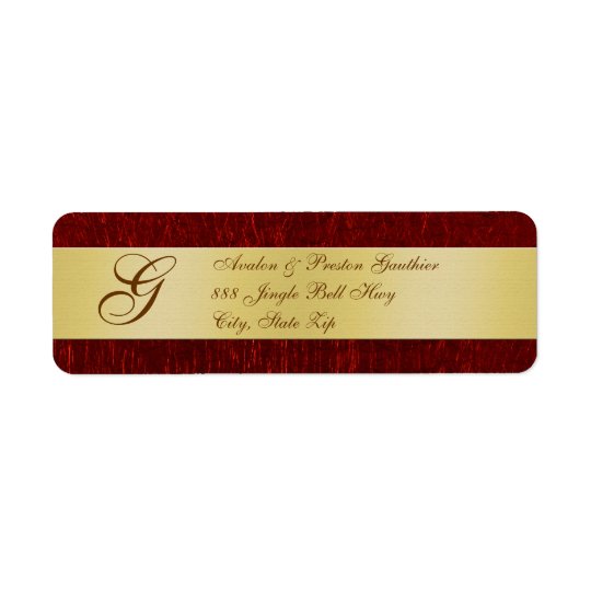Gold & Red Monogram New Years Labels