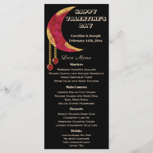 Gold Red Moon Heart Jewels Valentine’s Day Menu