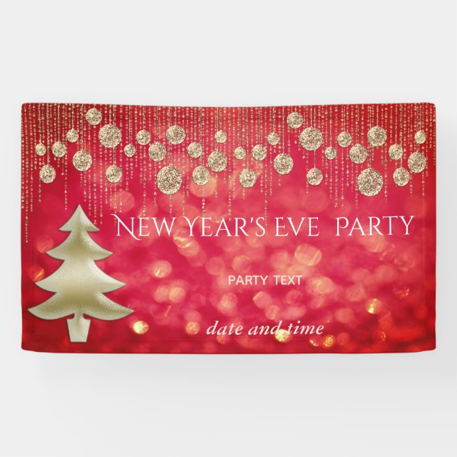 Gold red New Year's Eve  party dazzling  luxury Banner (Horizontal)