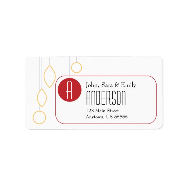 Gold & Red on White, Holiday Ornaments Label (Front)