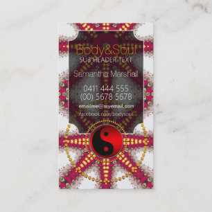 Gold+Red on White NewAge YinYang Business Cards