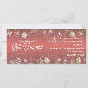 Gold & Red Ornament Christmas Gift Voucher