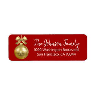 Gold Red Ornament Christmas Return Address