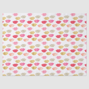 Gold Red Pink Watercolor Lips Tissue Paper