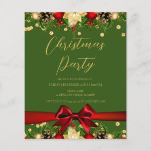 Gold Red Ribbon Glitter Christmas Corporate Green Flyer